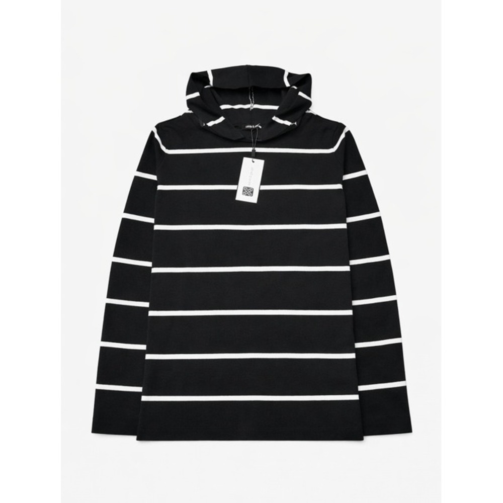 Cable & Gauge‎ Black White Stripe Hooded Knit Top Women's Size S